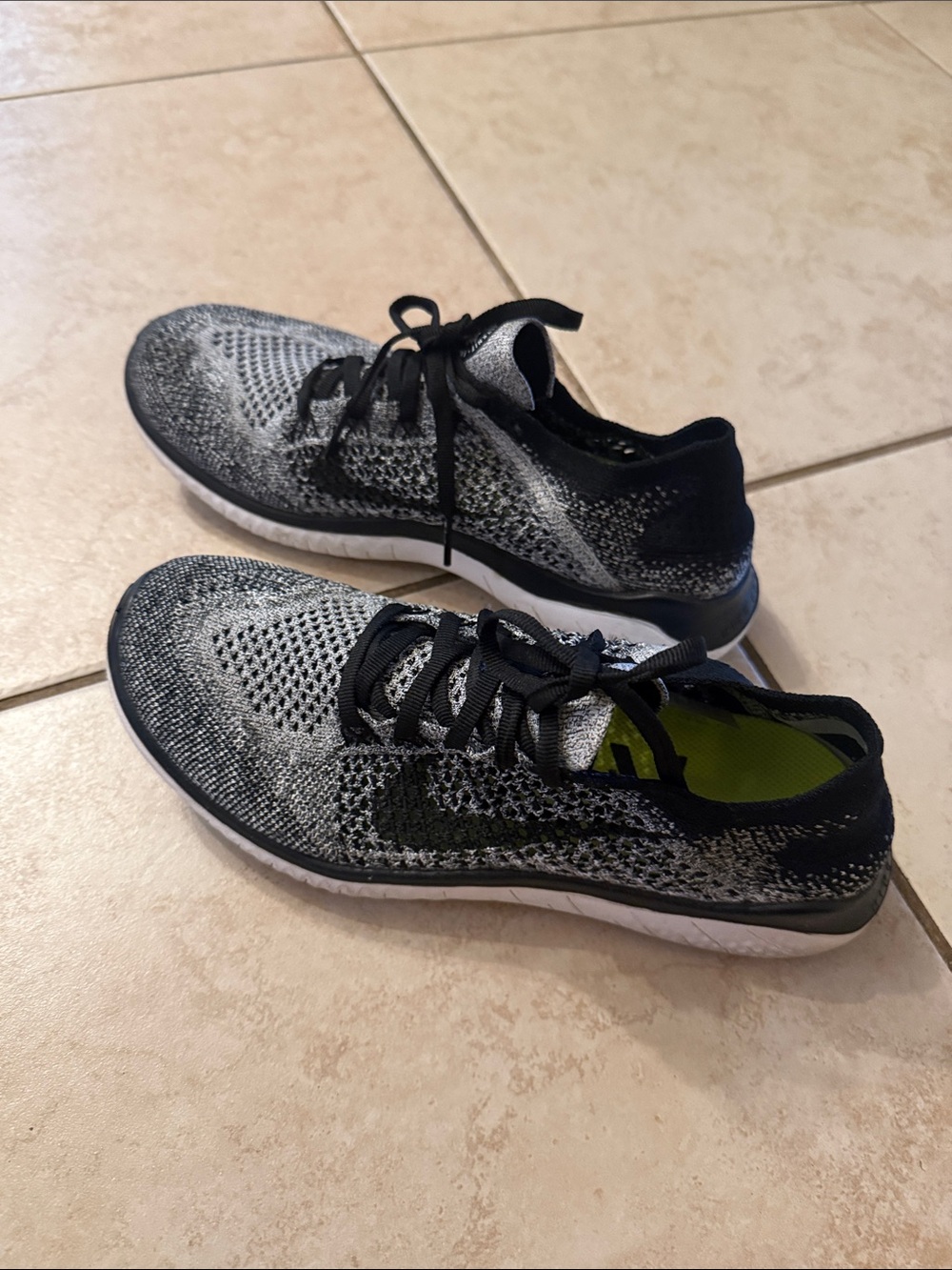 Nike Black and Grey Flyknit Free Run Athletic Shoes